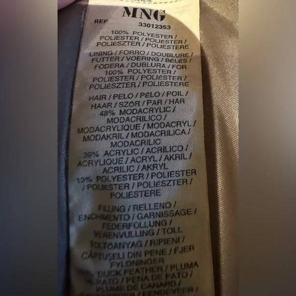 Mango Quilted Long Coat, Chocolate Brown, Size L - Picture 16 of 17